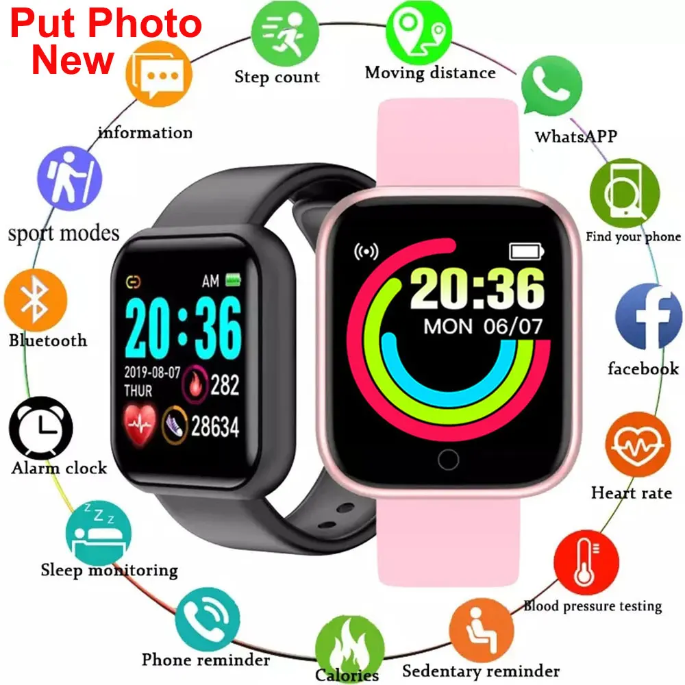 

1.44Inch Y68 relógio inteligente 2021 New Version Smartwatch Mulheres Put Photo Music Control Fitness Tracker Heart Rate Watches