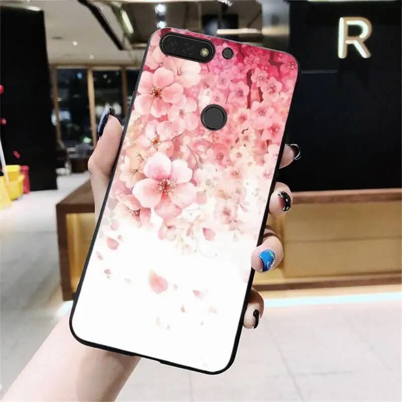 

Kawaii Japanese pink flower Cherry Phone Case For Huawei Honor 7C 7A 8X 9X 8A 10i 20lite 10 lite 20S 20 8C 7X 8S 7S 9A 10X lite