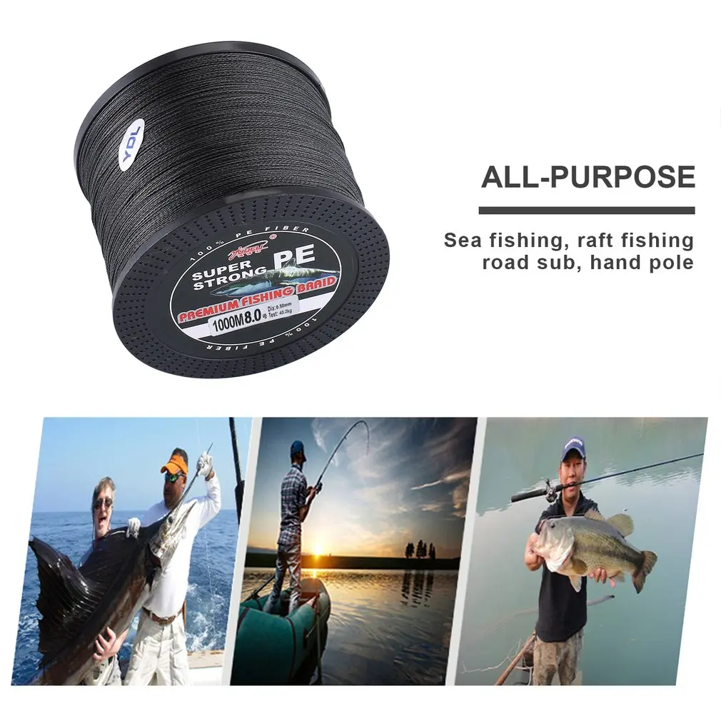 

Strong 4 Strand 1000M Premium PE Braided Fishing Line Lake Multifilament Wire Woven Thread