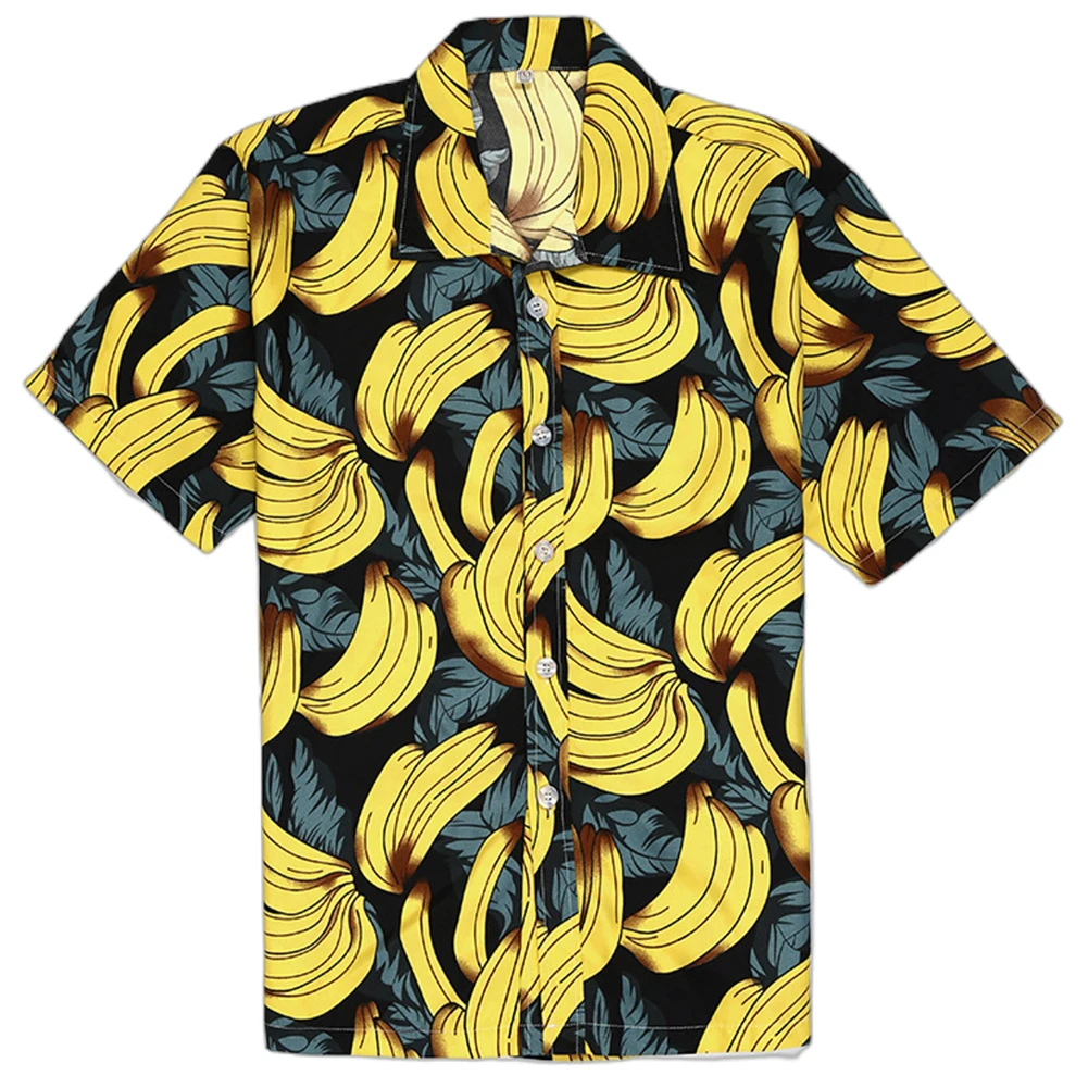 

Men's Banana Print Casual Button Short Sleeve Hawaiian Shirt Funny Graphic funny shirts Personality top Beach shirt Soft Comfort