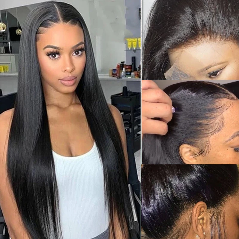 Meetu прозрачные кружевные передние парики прямые 150% плотность индийские волосы Remy