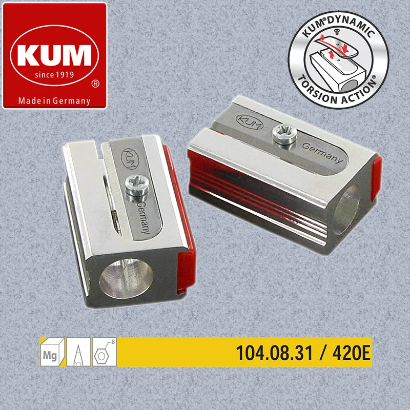 

1pc German KUM 420E Magnesium High Sharp Single Hole Pencil Sharpener with 2 Replacement Blades Suitable for 8mm Pencil