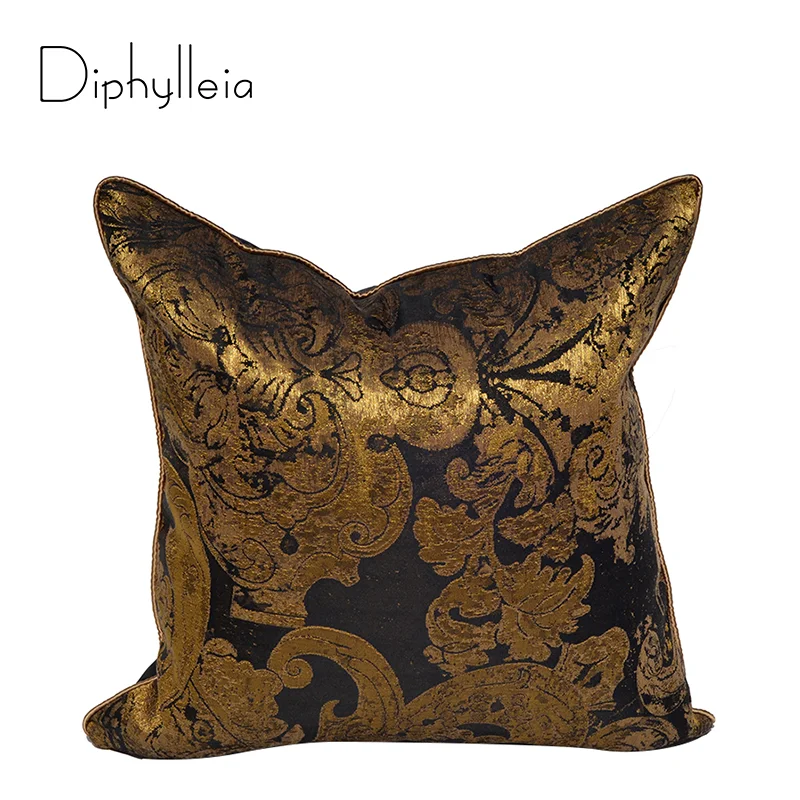 

Diphylleia Italian Style Cushion Cover Luxurious Gold Abstract Geometry Pattern Jacquard Throw Pillow Case Luxe Feel Coussins