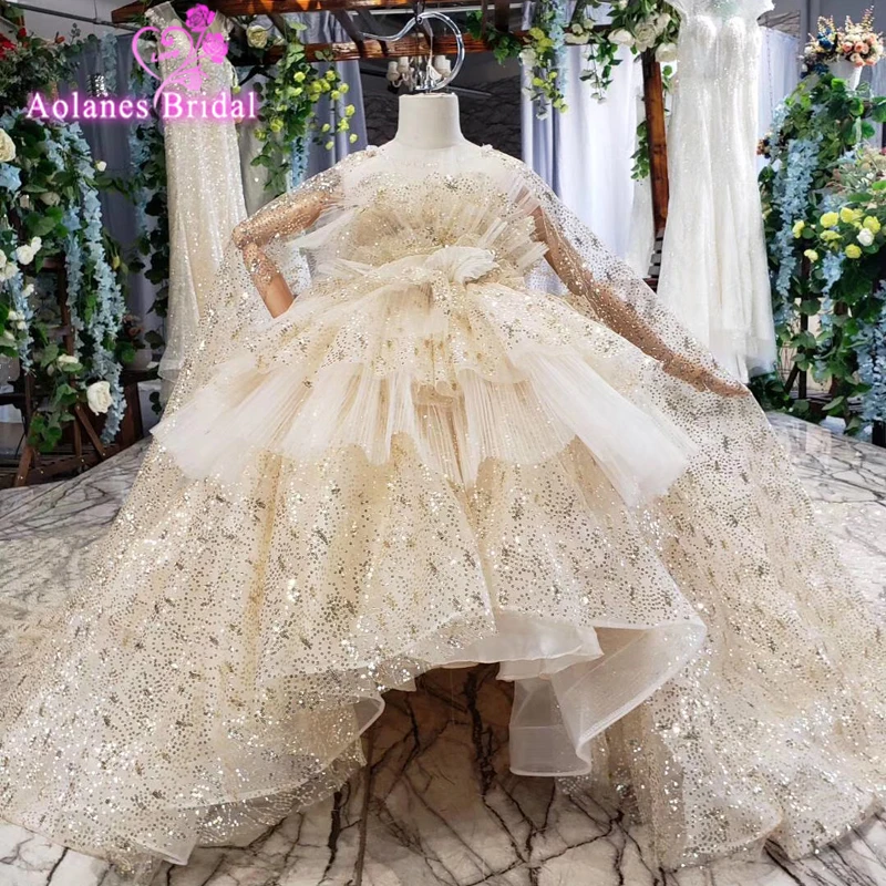 Новые платья для первого причастия девочек с цветочным узором и бантом Бальные