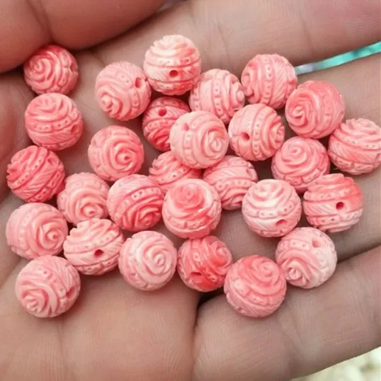 

20pcs carving flower beads clay material round shape matching beads size 10mm jewelry components jewelry accessories free ships
