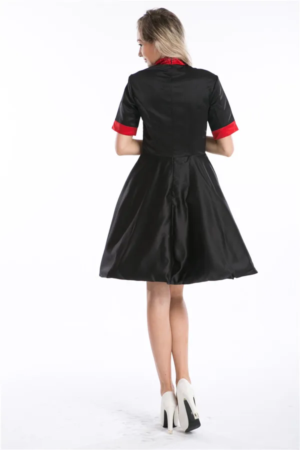 Женское винтажное платье в стиле рокабилли черное с коротким рукавом пышной