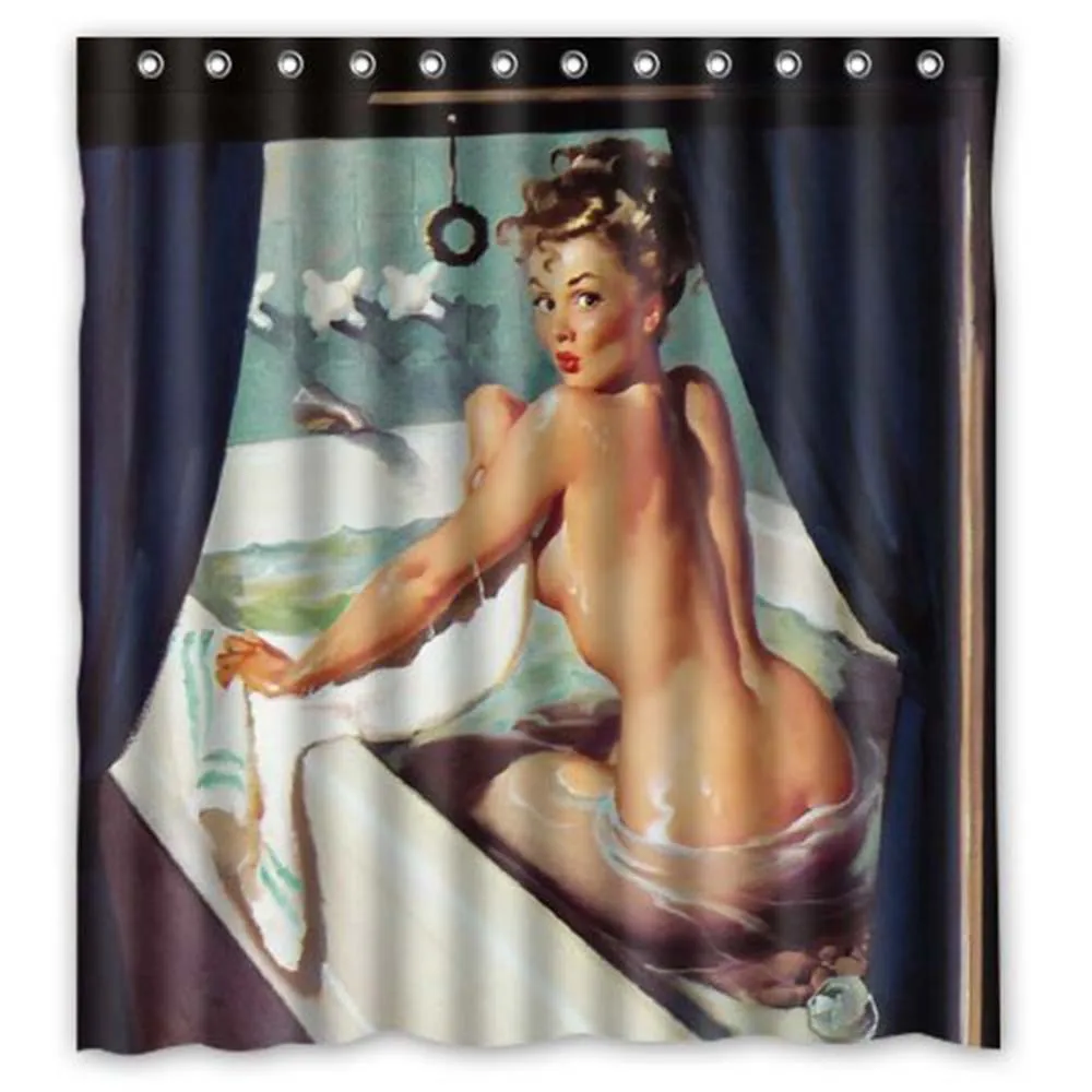 Персонализированная занавеска для душа Pin-up Girl s водонепроницаемая из полиэстера