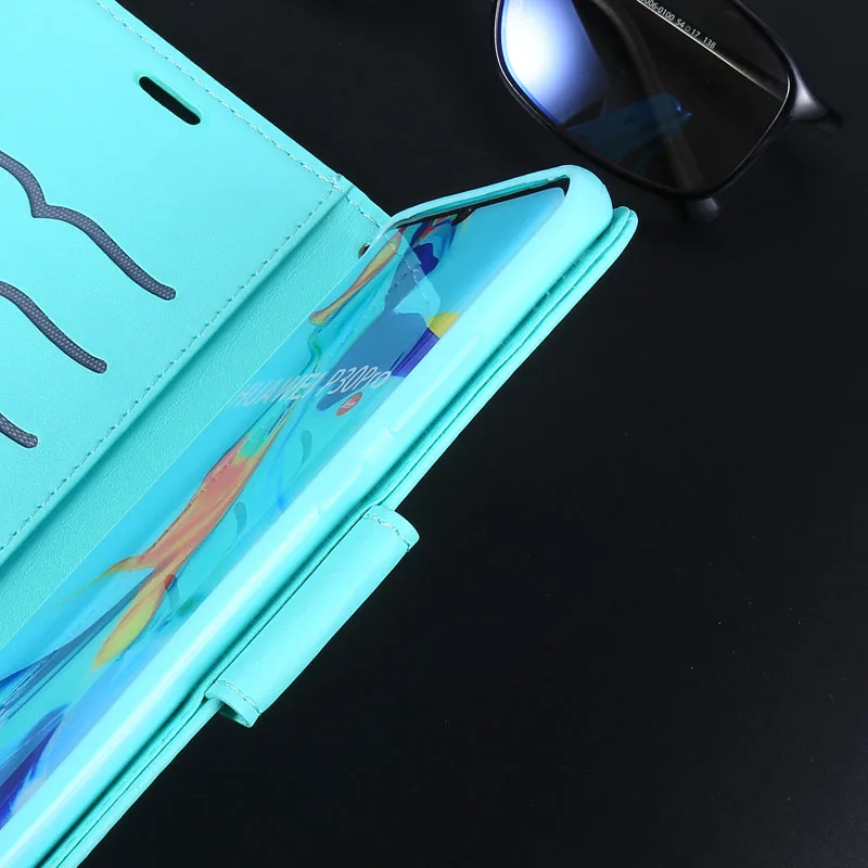 Чехол из искусственной кожи с котом для huawei P30Pro P20 P30lite y7 y6 откидная карта с ремешком для Honor 10lite