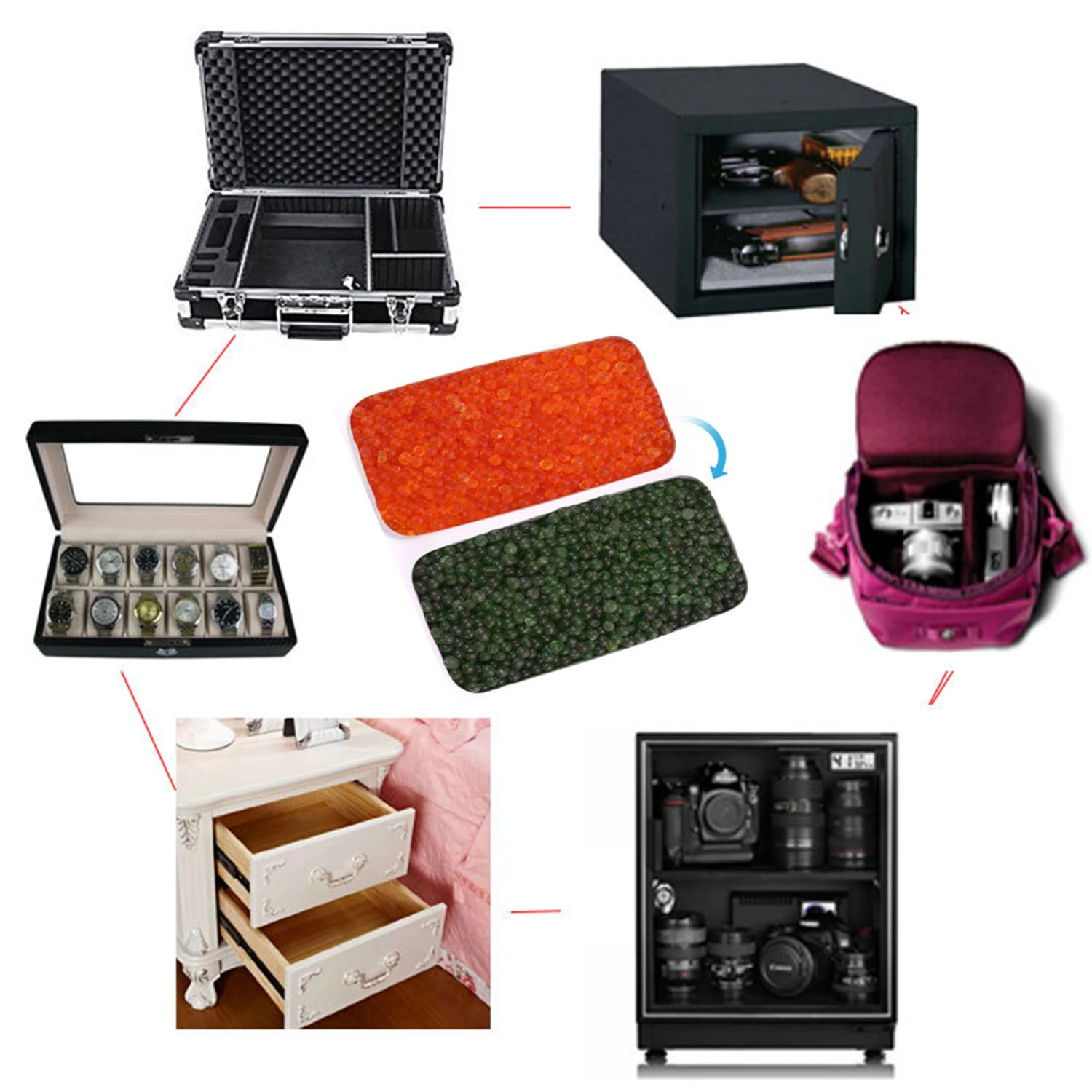 Портативный многоразовый апельсиновый силикагель 40 г прочный алюминиевый