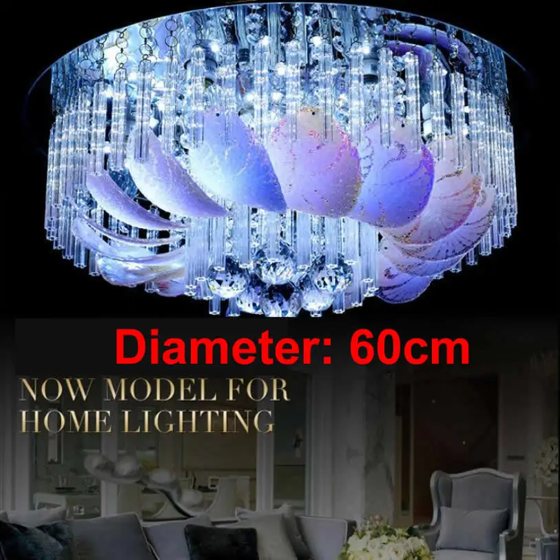 Diameter 60cm Современная хрустальная люстра пульт дистанционного управления освещением RGB люстры потолок гостиная спальня романтический - Цвет абажура: Diameter 60cm