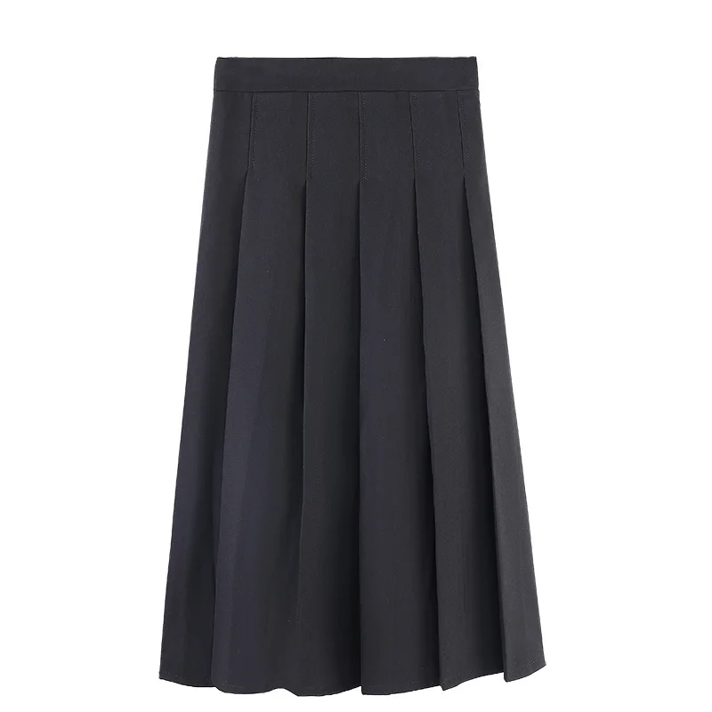 Черная плиссированная юбка Женская средней длины на весну и осень новинка 2021