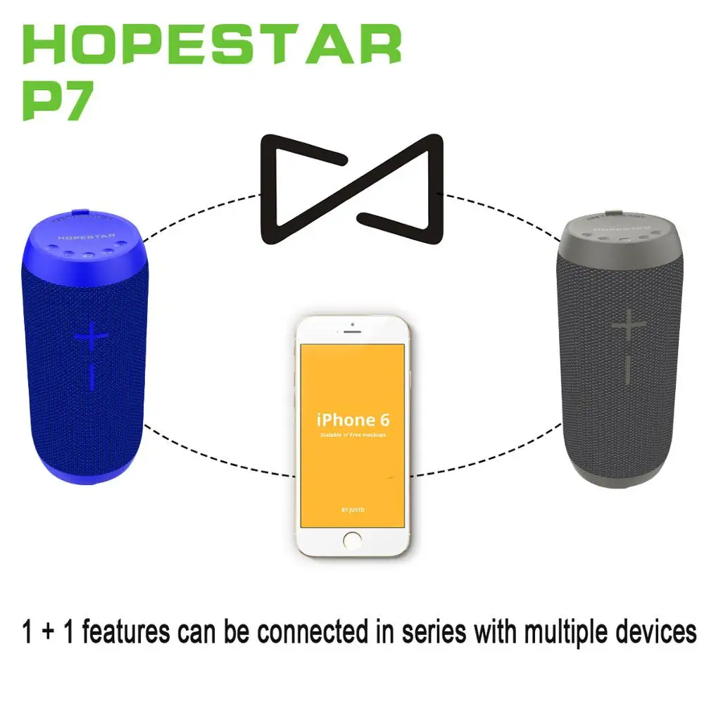 Переносная Bluetooth-колонка Hopestar P7 с беспроводной защитой от воды IPX6, сабвуфером, поддержкой TWS1+1, слотом для карты памяти TF, USB, FM и микрофоном.