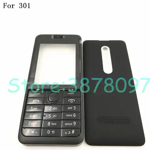 100% оригинал, для Nokia Asha 301 n301, корпус с двойной карточкой + английская клавиатура + аккумулятор, задняя крышка с логотипом
