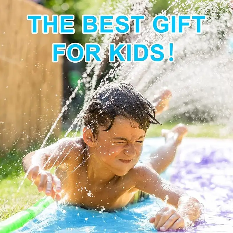 

Surf Inflatable Slip Water Slide Double Race Lanes Splash Sprinkler Summer Pool Slides Long Lawn Outdoor Backyard Game Kids Toys