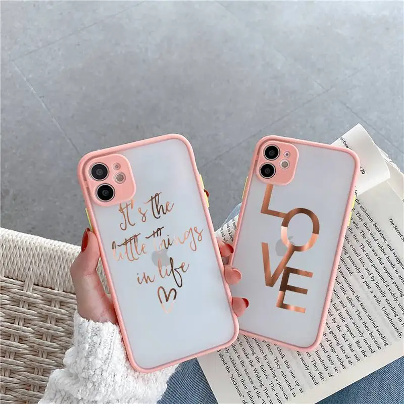 

Bling love heart Phone Cases matte transparent Candy Color Soft TPU For iphone 7 8 11 12 plus mini x xs xr pro max cover