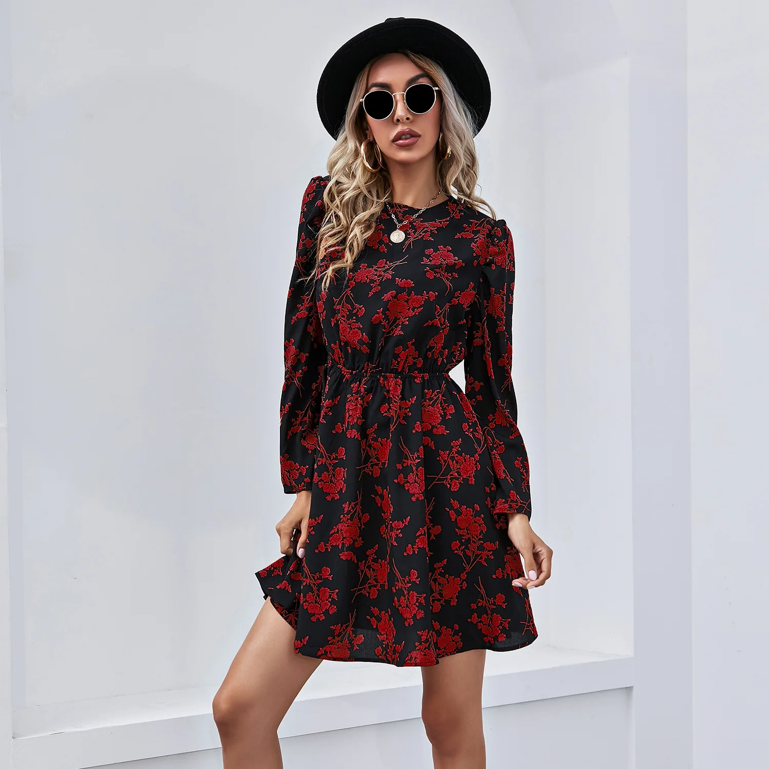 

Summer Dress Sexy 2021 Spring and Summer New Women's Dress Mid-Length Long Sleeve Slim Fit Dress Robe