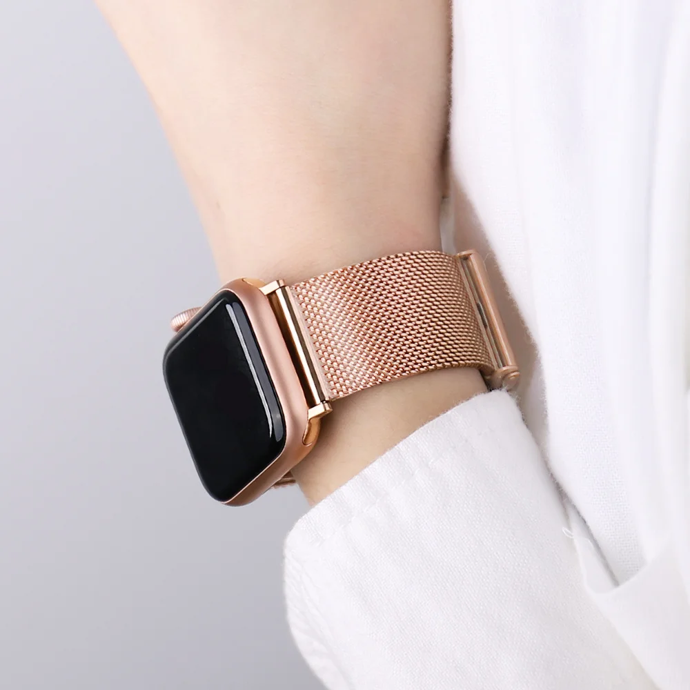 

Milanese Stainless Steel Metal for apple watch bracelet 38mm 40mm 42mm 44mm band Strap For iwatch bracelet series 6 SE 5 4 321