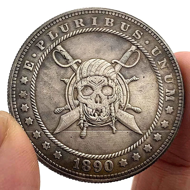 

1890 American Vagrant Coin Skull Pirate Commemorative Coin Gift Lucky Challenge Coin