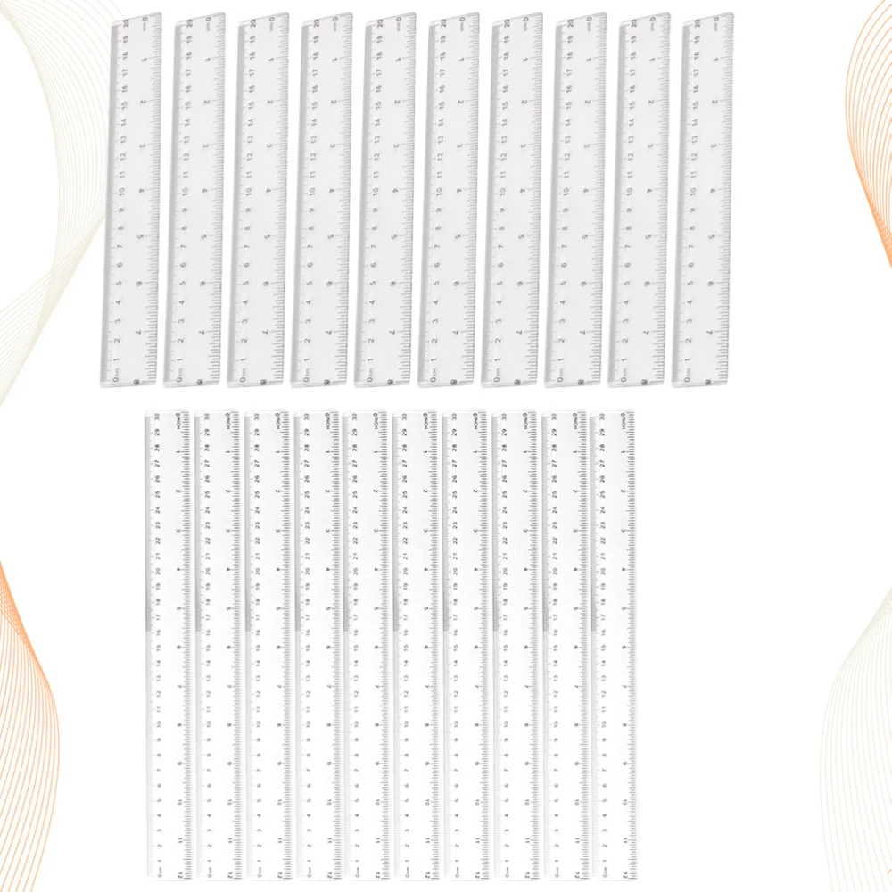 

20pcs Transparent Ruler Practical Plastic Measurement Tool Creative Straight Ruler Drawing Rule School Office Supplies for Stude