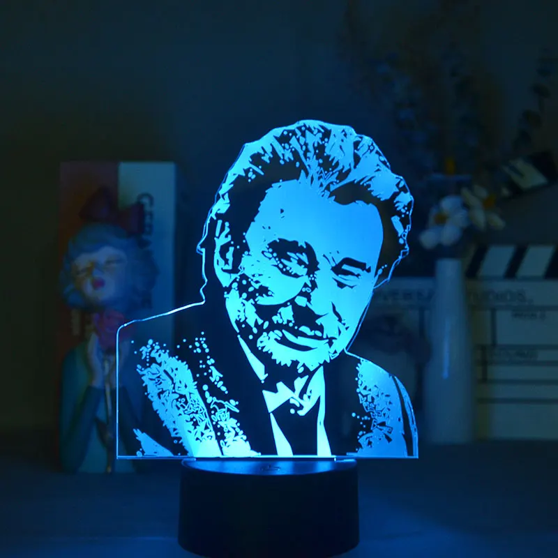 

3D Nightlight French SingerJohnny Hallyday 16 Colors USB Touch Sensing Table Teenager Bedroom Decoration Friends Birthday Gift