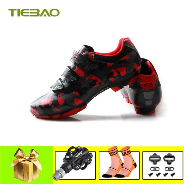 Tiebao sapatilha ciclismo mtb Мужская и женская велосипедная обувь для велоспорта самоблокирующаяся обувь для горного велосипеда дышащая обувь для верховой езды - Цвет: pedals for 1719 R