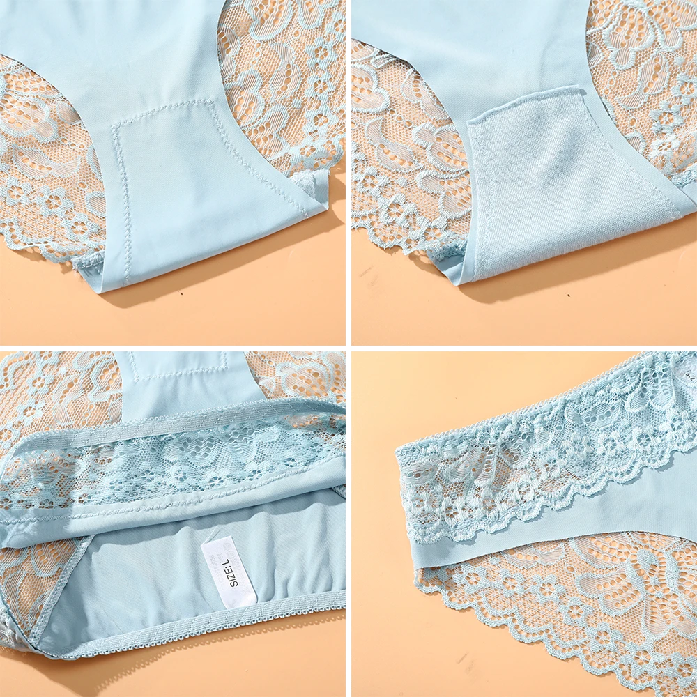 

AIJOLEN Sexy Lace Underwear Seamless Women's Underpants Lace Young Women Transparent Hollow Solid Color Women's Panties