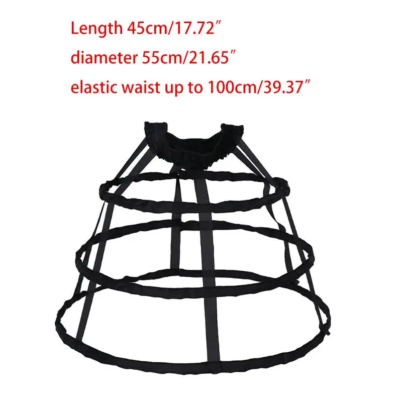 

2021 New Women 3 Hoop Ruffle Cage Skirt Petticoat Vintage Lolita Dress Pannier Underskirt