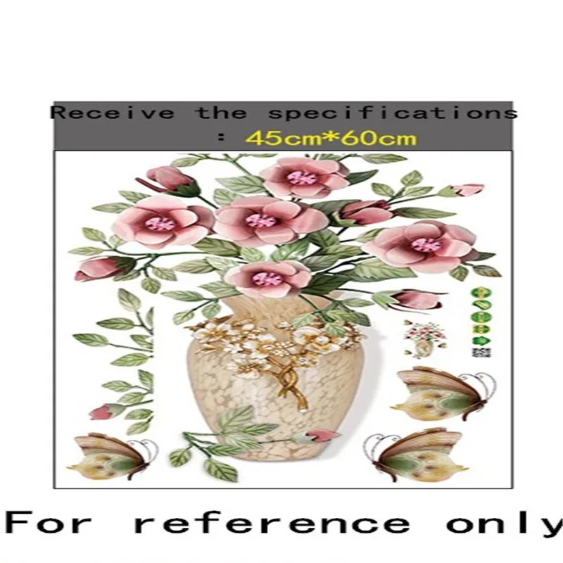 

Creative Peony Flowers Vase Wall Sticker for Living Room Bedroom Decal 3D Wall Stickers Removable Wall Decoration Painting Decor