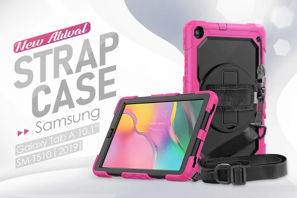 360 Вращающийся чехол для Samsung Galaxy Tab A 10,1 T510 T515 SM-T510 SM-515 чехол для планшета с ремешком на плечо+ ручка+ пленка