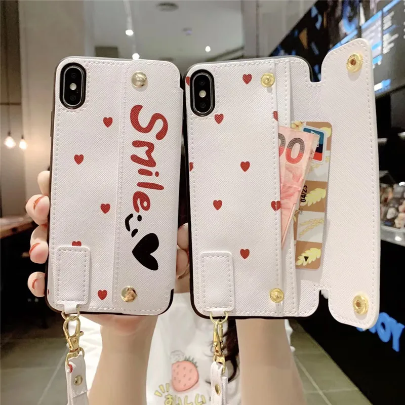 Роскошный чехол-бумажник Smile с милым узором в виде сердечек подставкой чехлы для