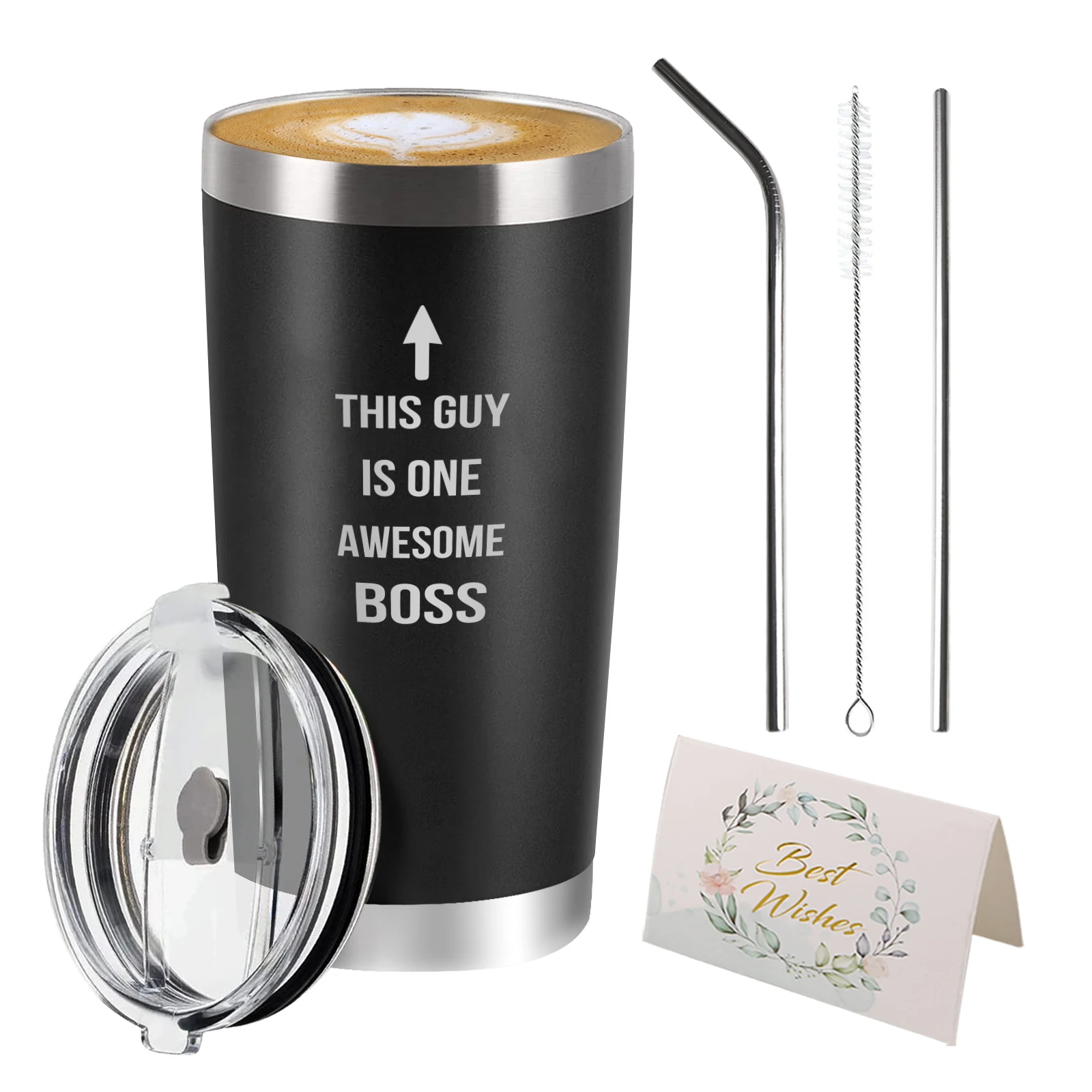 

Boss Tumbler Insulated Stainless Steel Travel Mug with Leakproof Straw Lid Best Birthday Gifts for Boss Office Gifts 20oz