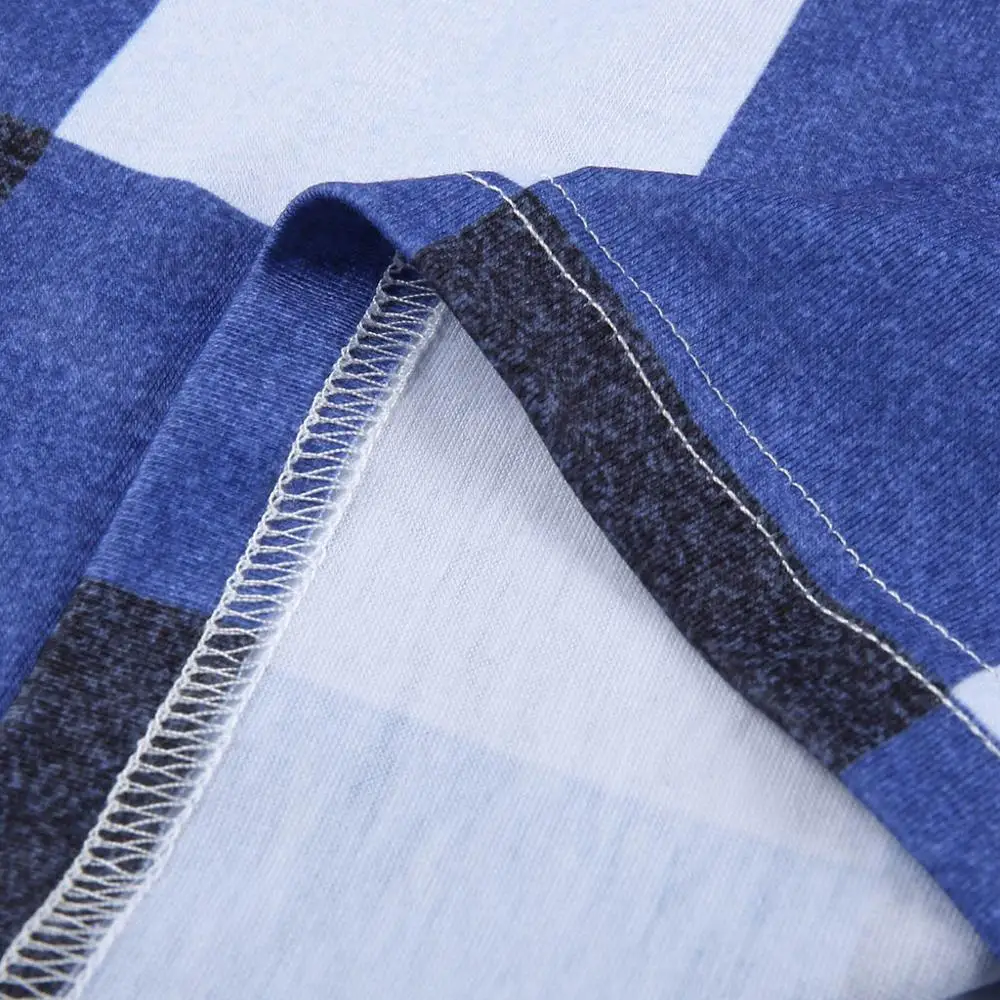 Женское платье повседневное клетчатое с принтом женское рукавом 3/4 и круглым