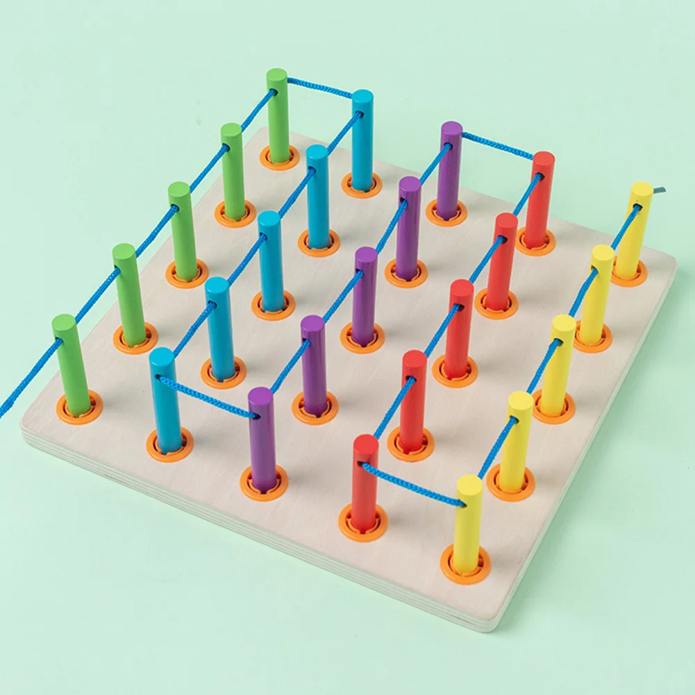 

Wooden Wearing Rope Interesting Game Toy Science Twisting Supply for Children Life Skills Learning Teaching Aids