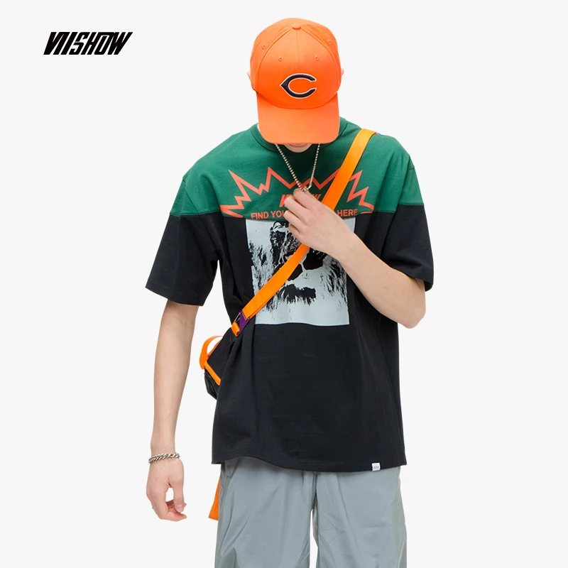 VIISHOW 2019 бренд Повседневное 100% хлопок футболка Для мужчин черного цвета с рисунком