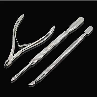 

Stainless Steel Nail Cuticle Spoon Pusher Remover Cutter Nipper Clipper Set Nail Clip Steel File 3PCs Nail Art Accessories