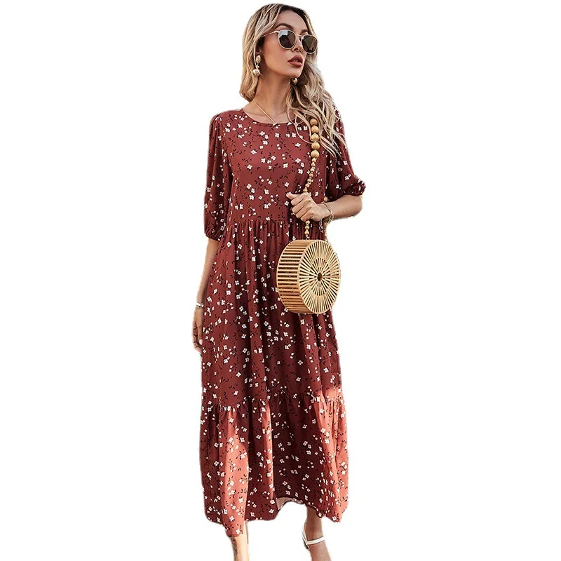 

FAKUNTN Women's Dress Women Clothes Spring Summer 2021 Floral Print Boho Dresses Vintage Elegant Party Dress 2021 Beach Sundress