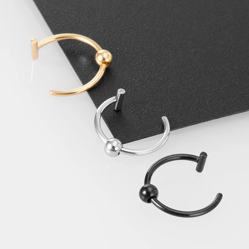 1pc Clip on Mouth Non Piercing Lip Ring for Women Fake Stainless Steel Nose Hoop Cuff Earring Septum Punk Body Jewelry - купить по