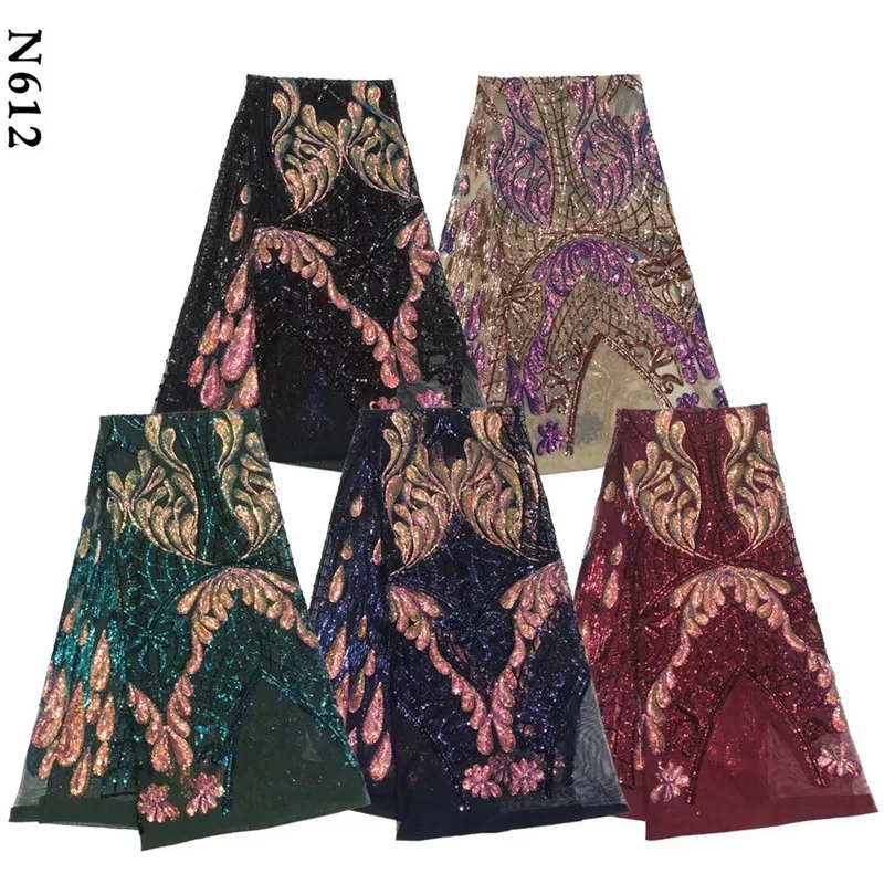 Уникальный блестящий дизайн африканская сетка с блестками кружевная ткань