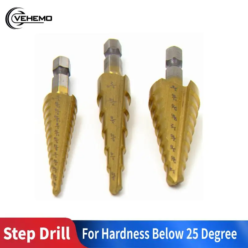 Набор металлических конусных сверл 3шт. Сверло с титаническим покрытием 4 12/20/32