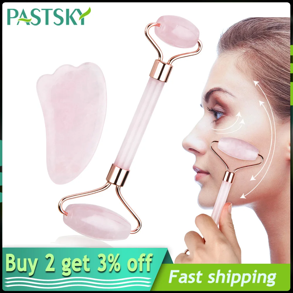 Натуральный розовый кварц нефритовый валик уход за кожей лица Массажер для
