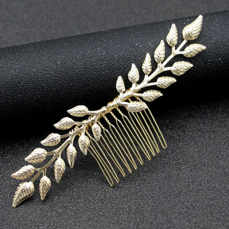 Стиль барокко свадебный гребень для волос в виде листьев Серебряный Золотой