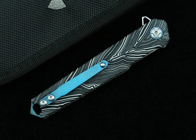 Складной нож LEMIFSHE С флиппером лезвие из стали D2 рукоятка G10 складной кухонный для