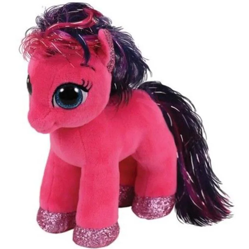 

New 6"15cm TY Big Glitter Eyes Rainbow Pony Plush Stuffed Animal Collectible Pink Horse Doll Toy Christmas Birthday Gift