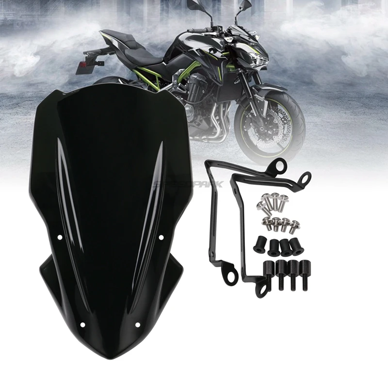 

Free Shipping Motorcycle Accessories Windshield Air Deflector Bracket Motorcycle Windshield Windscreen For Kawasaki Z900 2017-19