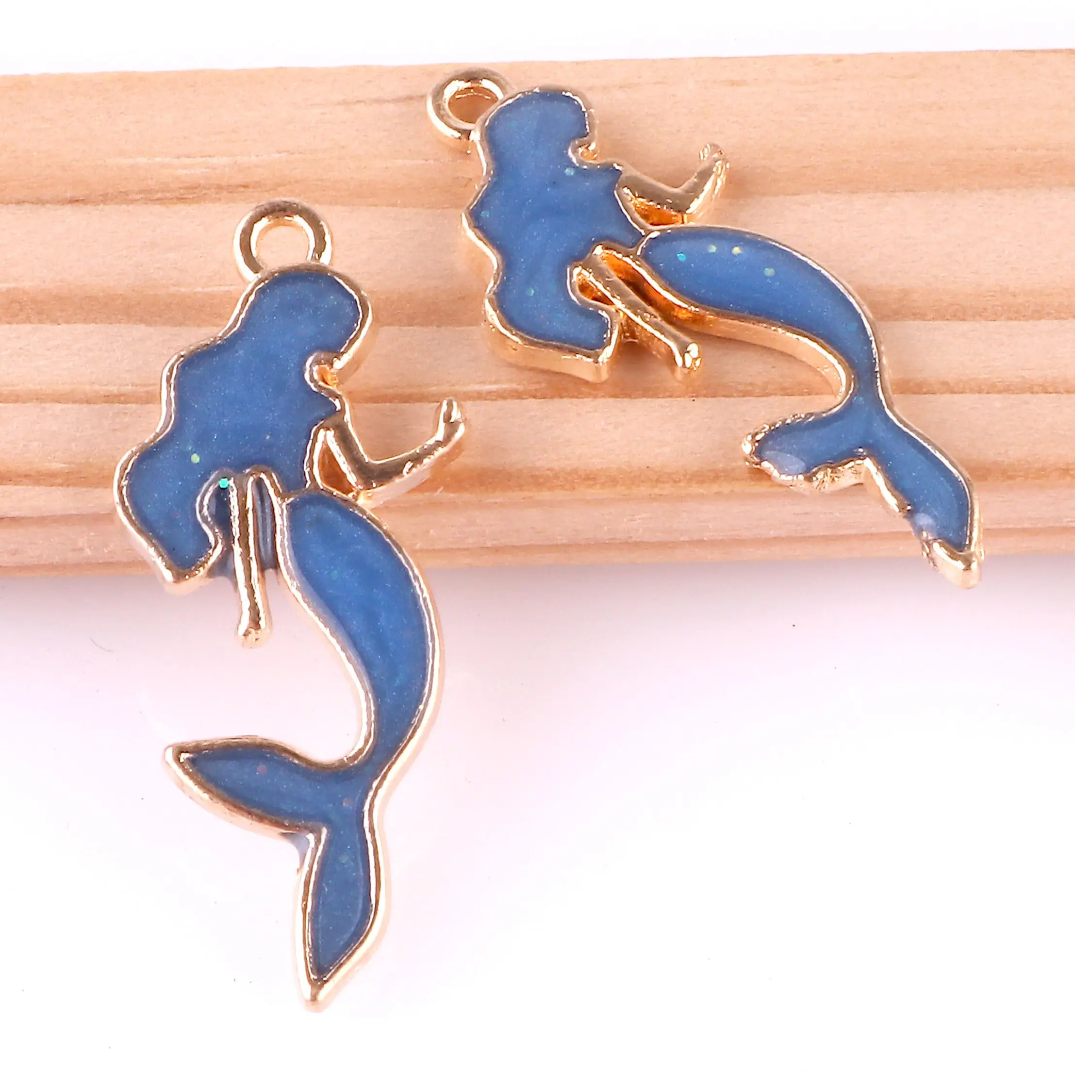 10 шт./лот эмалевые Подвески в виде морской русалки Серьги ручной работы ракушки