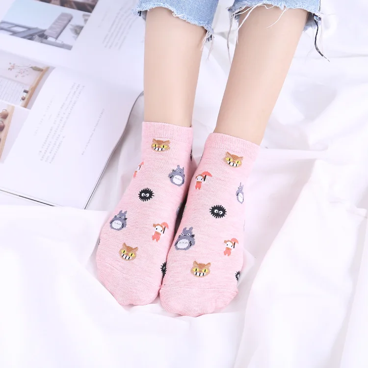 Летние женские носки из хлопка с рисунком Тоторо Kawaii Cat Umbrella Chinchillas Little Totoro