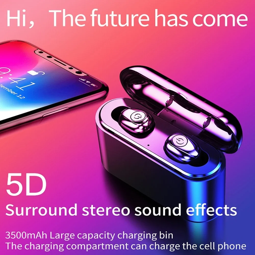 TWS X8 Bluetooth настоящие беспроводные наушники 5D стерео мини водонепроницаемые 2200 мАч