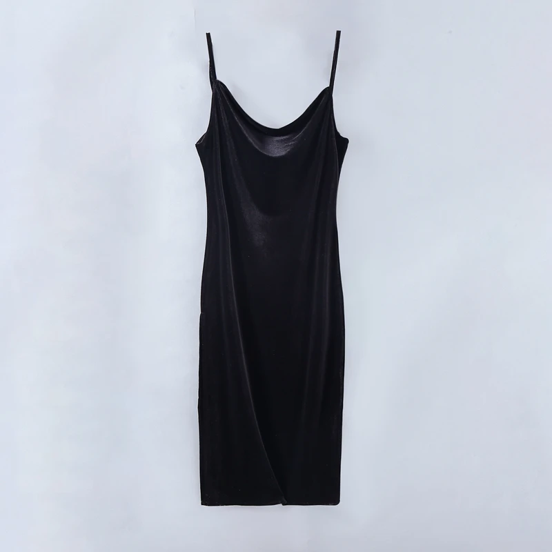 

Новинка лета, модное однотонное бархатное женское платье средней длины, эластичное облегающее пикантное платье с открытой спиной в стиле о...