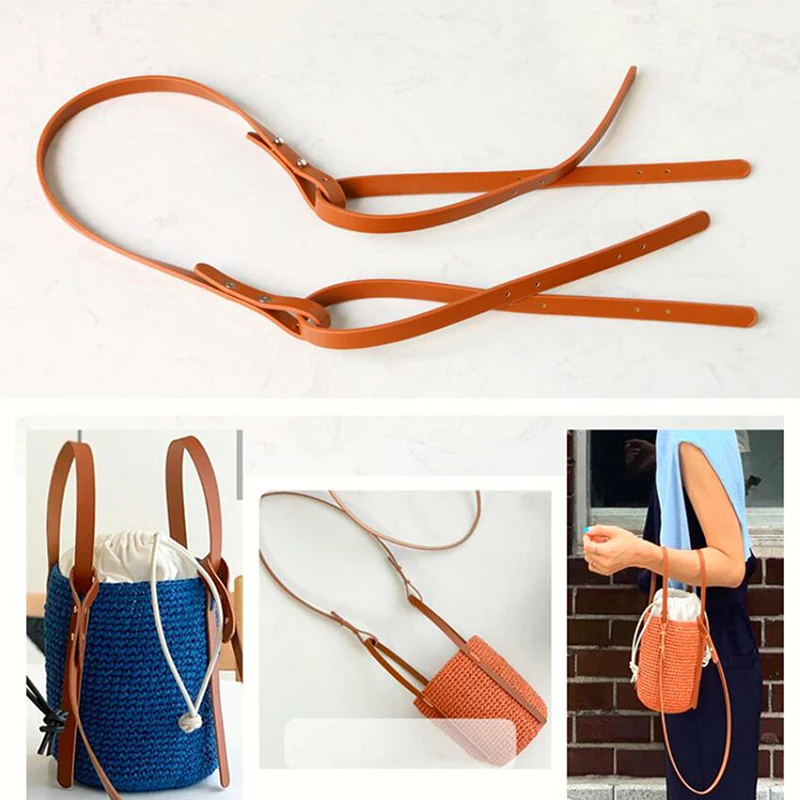 

High Quality PU Leather Handbag Shoulder Handle Belt Brown Black Long Shoulder Strap For DIY Handmade Woven Bag Accessories
