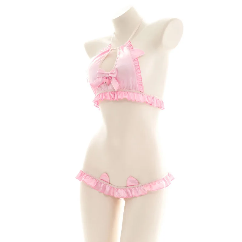 Женское нижнее белье для косплея Kawaii розовое сексуальное экзотическое женское с